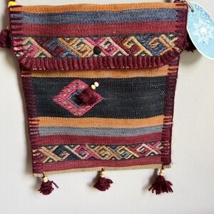 Wool Crossbody Bag Weaved On Loom‎ Southwest Native American Aztec Handmade NWT